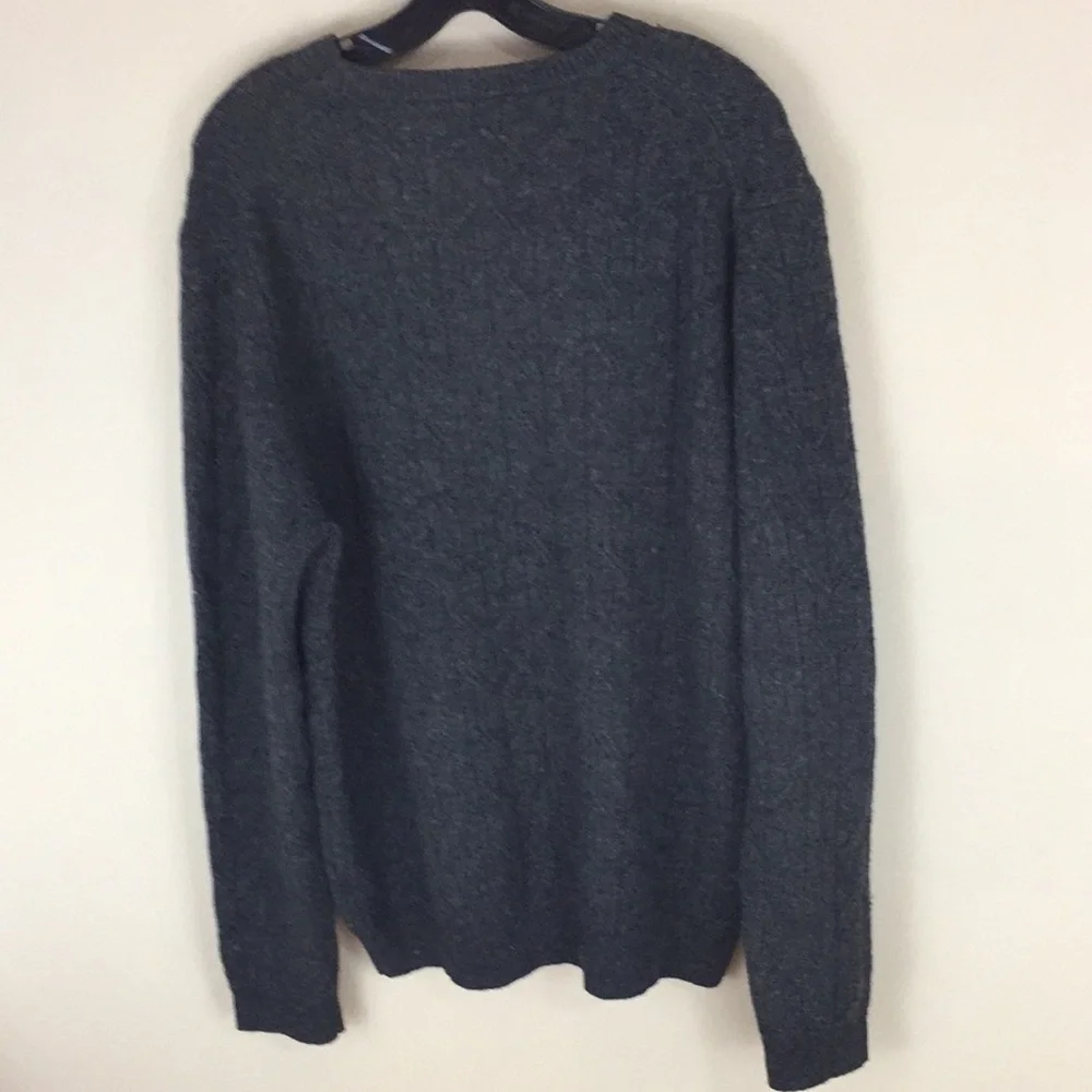 Jos A Banks Reserve Wool Blend Gray Cable Knit Sweater Size Large